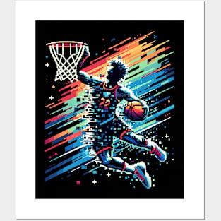 Pixelated Dunk: Retro Basketball Tee Posters and Art